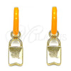 Oro Laminado Huggie Hoop, Gold Filled Style Lock Design, Orange Enamel Finish, Golden Finish, 02.213.0213.1.12