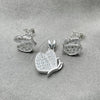 Sterling Silver Earring and Pendant Adult Set, Butterfly Design, Polished, Silver Finish, 10.398.0021