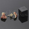 Oro Laminado Stud Earring, Gold Filled Style Love Knot Design, Orange Enamel Finish, Golden Finish, 5.126.034 *PROMO*