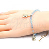 Oro Laminado Adjustable Bolo Bracelet, Gold Filled Style Turtle and Snake Design, with Aquamarine Crystal, Blue Polished, Golden Finish, 03.32.00234.07