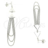 Sterling Silver Long Earring, Polished, Rhodium Finish, 02.186.0200