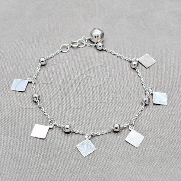 Sterling Silver Fancy Bracelet, Ball Design, Polished, Silver Finish, 03.409.0098.08