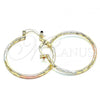 Oro Laminado Medium Hoop, Gold Filled Style Diamond Cutting Finish, Tricolor, 02.170.0295.30