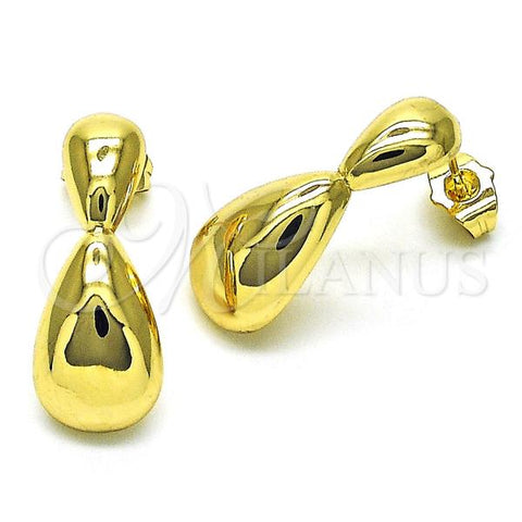 Oro Laminado Dangle Earring, Gold Filled Style Chunky Design, Polished, Golden Finish, 02.163.0249