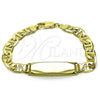 Oro Laminado ID Bracelet, Gold Filled Style Mariner Design, Diamond Cutting Finish, Golden Finish, 03.213.0369.08