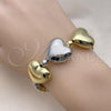Oro Laminado Fancy Bracelet, Gold Filled Style Heart and Ball Design, Polished, Two Tone, 03.341.0228.07