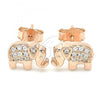 Sterling Silver Stud Earring, Elephant Design, with White Cubic Zirconia, Polished, Rose Gold Finish, 02.336.0167.1