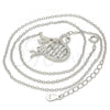 Sterling Silver Pendant Necklace, Swan Design, with Black and White Micro Pave, Polished, Rhodium Finish, 04.336.0038.16