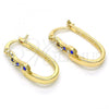 Oro Laminado Small Hoop, Gold Filled Style with Sapphire Blue and White Crystal, Polished, Golden Finish, 02.100.0075.15