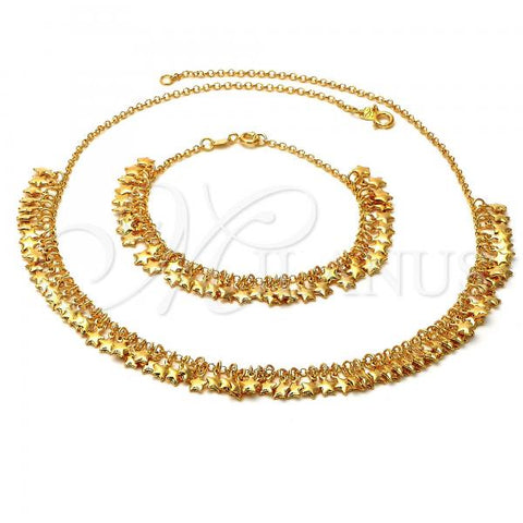 Oro Laminado Necklace and Bracelet, Gold Filled Style Star Design, Golden Finish, 06.63.0154
