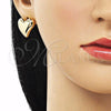 Oro Laminado Stud Earring, Gold Filled Style Chunky Design, Polished, Golden Finish, 02.213.0624