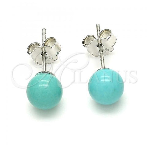 Sterling Silver Stud Earring, Ball Design, Polished, Rhodium Finish, 02.63.2696