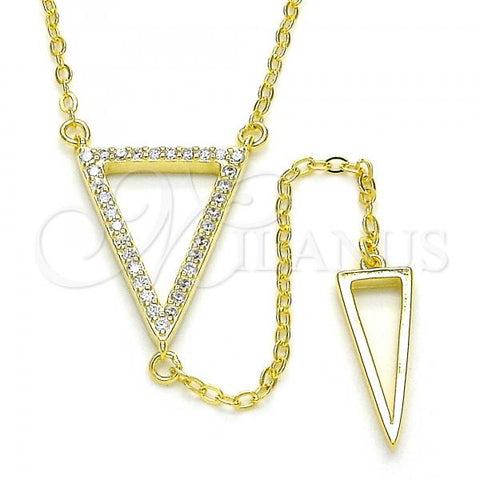 Sterling Silver Fancy Necklace, with White Micro Pave, Polished, Golden Finish, 04.286.0005.2.16