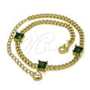 Oro Laminado Fancy Bracelet, Gold Filled Style with Green Cubic Zirconia, Polished, Golden Finish, 03.213.0163.07