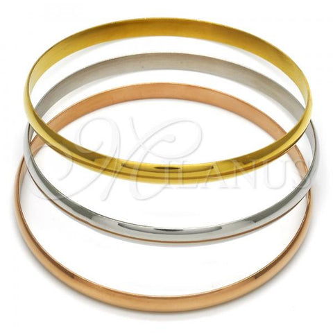 Stainless Steel Trio Bangle, Polished, Tricolor, 07.244.0001.06 (05 MM Thickness, Size 6 - 2.75 Diameter)