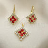 Oro Laminado Earring and Pendant Adult Set, Gold Filled Style with Cubic Zirconia, Golden Finish, 5.056.008