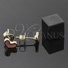 Oro Laminado Stud Earring, Gold Filled Style Heart Design, Pink Enamel Finish, Golden Finish, 02.64.0249 *PROMO*