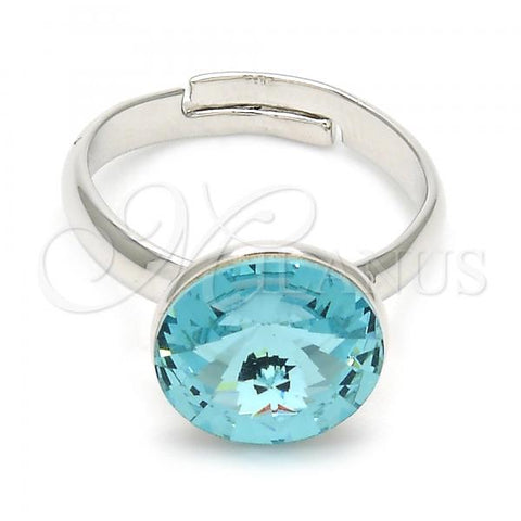 Rhodium Plated Multi Stone Ring, with Aquamarine Swarovski Crystals, Polished, Rhodium Finish, 01.239.0001.2 (One size fits all)
