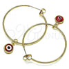 Oro Laminado Medium Hoop, Gold Filled Style Evil Eye Design, Red Resin Finish, Golden Finish, 02.63.2743.1.40