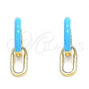 Oro Laminado Huggie Hoop, Gold Filled Style Lock Design, Turquoise Enamel Finish, Golden Finish, 02.213.0216.3.12