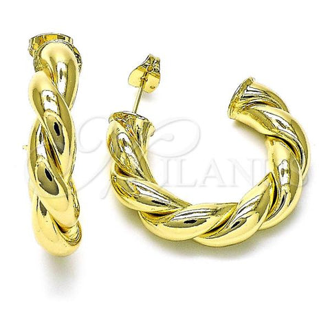 Oro Laminado Medium Hoop, Gold Filled Style and Hollow Polished, Golden Finish, 02.213.0634.30