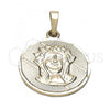 Oro Laminado Religious Pendant, Gold Filled Style Jesus Design, Diamond Cutting Finish, Golden Finish, 05.163.0035