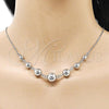 Rhodium Plated Fancy Necklace, Ball and Box Design, Polished, Rhodium Finish, 04.341.0125.1.18