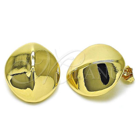 Oro Laminado Stud Earring, Gold Filled Style Chunky Design, Polished, Golden Finish, 02.385.0043
