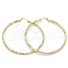 Oro Laminado Extra Large Hoop, Gold Filled Style Diamond Cutting Finish, Tricolor, 02.213.0156.1.70