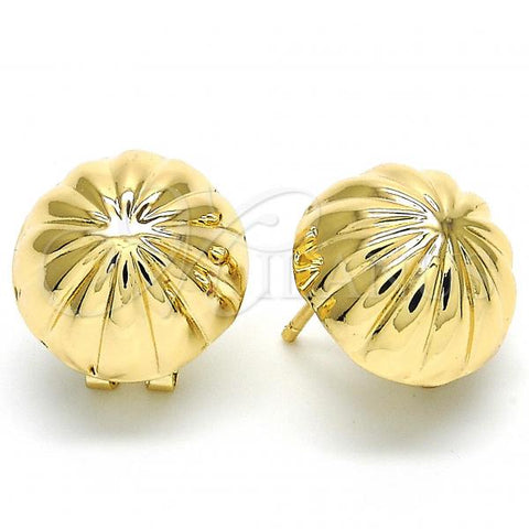 Oro Laminado Leverback Earring, Gold Filled Style Chunky Design, Polished, Golden Finish, 02.163.0074