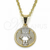 Oro Laminado Fancy Pendant, Gold Filled Style Little Girl Design, Matte Finish, Two Tone, 05.32.0067