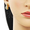 Oro Laminado Stud Earring, Gold Filled Style Teardrop and Twist Design, Polished, Golden Finish, 02.195.0263