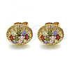 Oro Laminado Stud Earring, Gold Filled Style with Multicolor Cubic Zirconia, Polished, Golden Finish, 02.387.0091.2