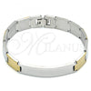 Stainless Steel Solid Bracelet, Polished, Two Tone, 03.114.0370.1.08
