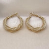 Oro Laminado Medium Hoop, Gold Filled Style and Filigree with White Crystal, Polished, Golden Finish, 02.170.0457.30