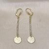 Oro Laminado Long Earring, Gold Filled Style with Cubic Zirconia, Golden Finish, 5.068.004