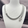 Stainless Steel Necklace and Bracelet, Miami Cuban Design, with White Crystal, Polished, Steel Finish, 06.116.0048.1