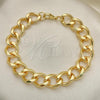 Oro Laminado Fancy Bracelet, Gold Filled Style Chunky Design, Diamond Cutting Finish, Golden Finish, 03.331.0149.09