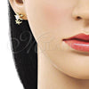 Oro Laminado Stud Earring, Gold Filled Style Star Design, with Ivory Pearl, Polished, Golden Finish, 02.341.0258
