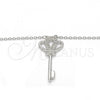 Sterling Silver Pendant Necklace, key Design, with White Cubic Zirconia, Polished, Rhodium Finish, 04.336.0049.16