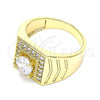 Oro Laminado Mens Ring, Gold Filled Style with White Cubic Zirconia, Polished, Golden Finish, 01.283.0027.11