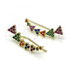 Oro Laminado Earcuff Earring, Gold Filled Style with Multicolor Micro Pave, Polished, Golden Finish, 02.210.0743.1