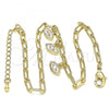 Oro Laminado Charm Anklet , Gold Filled Style and Paperclip with White Cubic Zirconia, Polished, Golden Finish, 03.63.2168.10