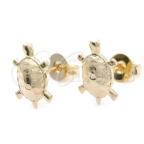 Oro Laminado Stud Earring, Gold Filled Style Turtle Design, Polished, Golden Finish, 02.58.0083