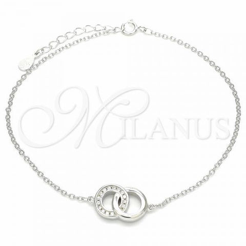 Sterling Silver Fancy Bracelet, with White Cubic Zirconia, Polished, Rhodium Finish, 03.336.0086.08