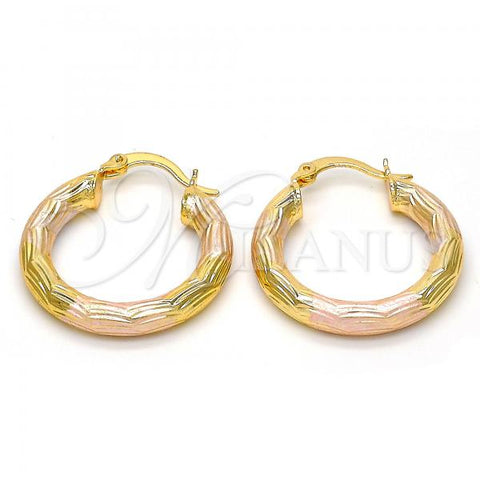 Oro Laminado Small Hoop, Gold Filled Style Diamond Cutting Finish, Tricolor, 5.139.004.25