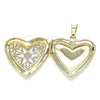Oro Laminado Locket Pendant, Gold Filled Style Heart Design, Polished, Golden Finish, 05.117.0014