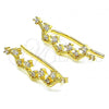 Oro Laminado Earcuff Earring, Gold Filled Style with White Cubic Zirconia, Polished, Golden Finish, 02.210.0725