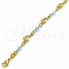 Oro Laminado Fancy Bracelet, Gold Filled Style Dolphin Design, with Aquamarine Crystal, Polished, Golden Finish, 03.32.0218.07