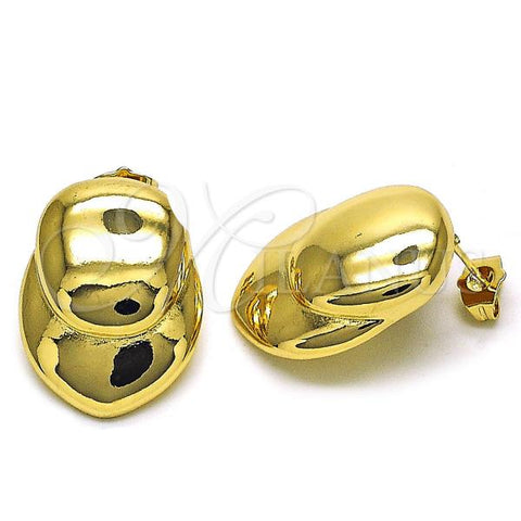 Oro Laminado Stud Earring, Gold Filled Style Chunky Design, Polished, Golden Finish, 02.163.0281